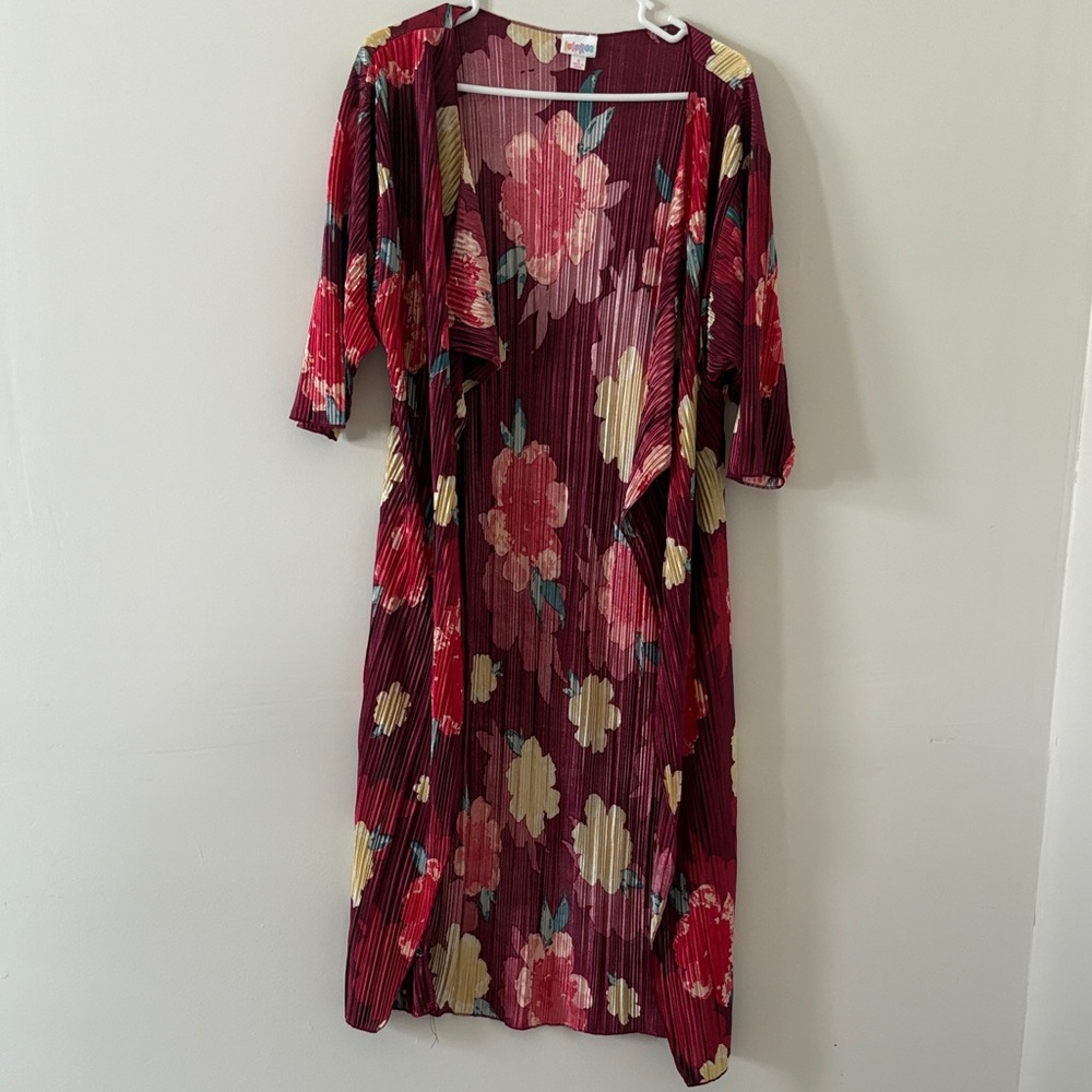LuLaRoe Floral Cardigan - Red and Yellow